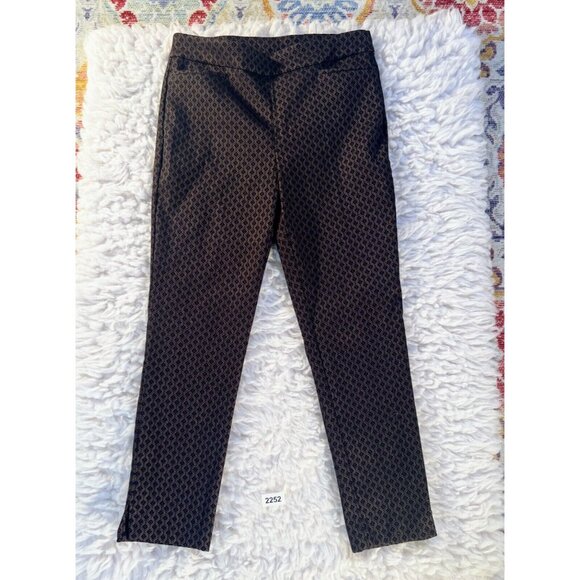 Chico's Dress Pants Women's 1R (18R) Brown Tuxedo Geo Stretch High Rise Thick - Picture 1 of 9